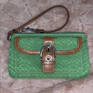 Green Coach wristlet